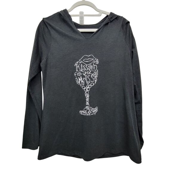 District Gray V-Neck Hooded Shirt Pompous A** Winery Size Medium - Picture 1 of 6